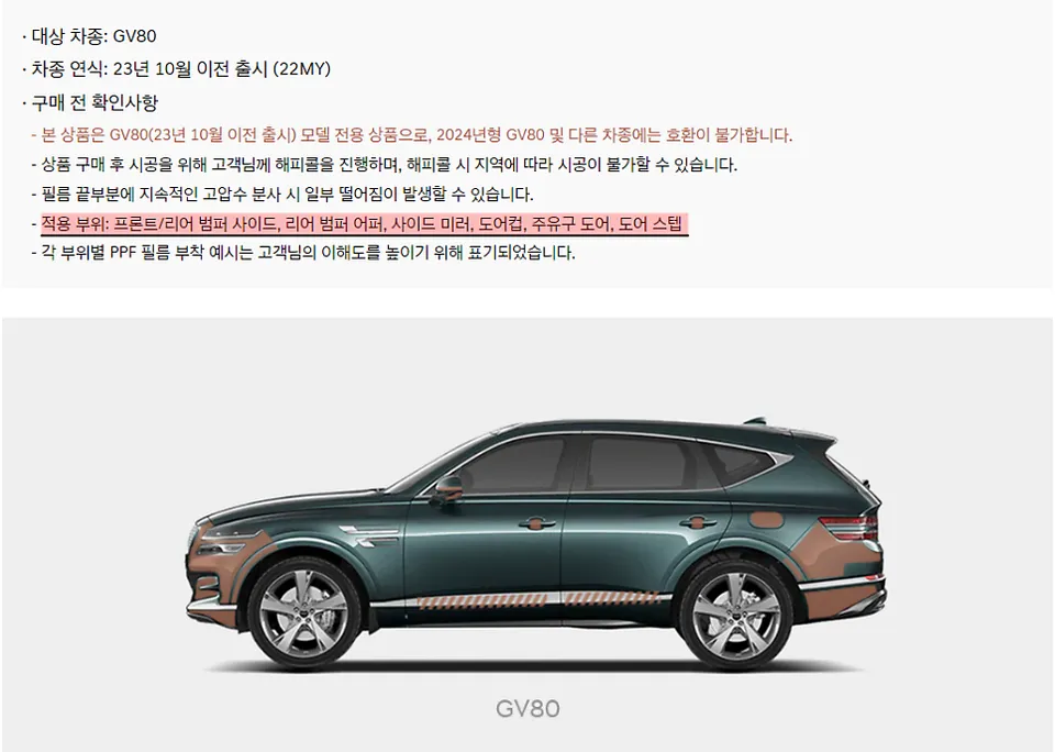 Genesis GV80 Coupe PPF施工事例|費用目安と仕上がり 施工写真 3-3