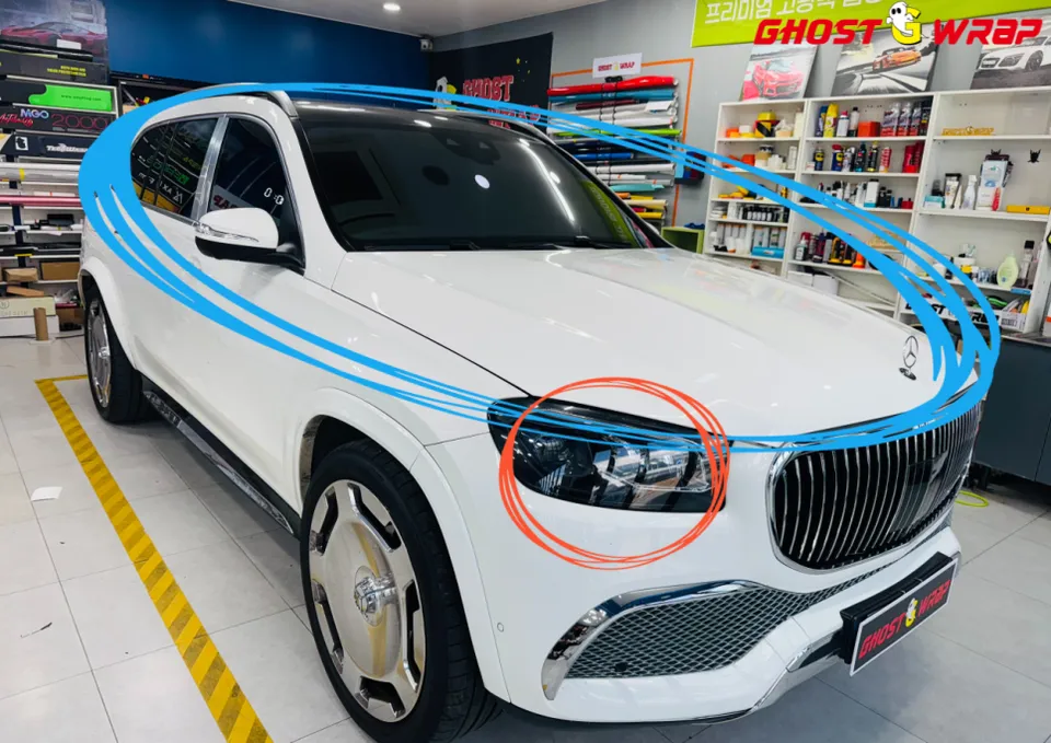 Mercedes-Benz GLS PPF施工事例|デュオトンラッピングとライト保護 施工写真 2-1