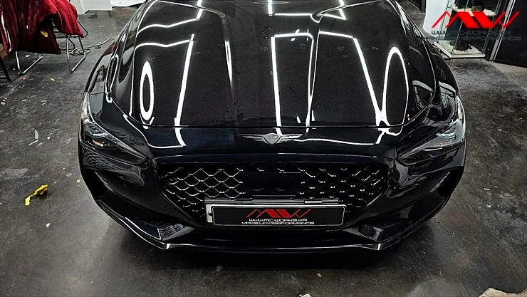 Genesis G70のカーラッピング事例|クローム除去と内装カラーチェンジ 施工写真 2-1