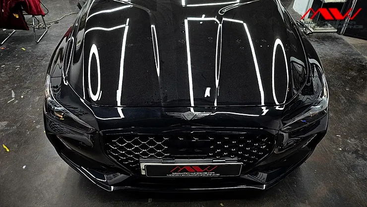 Genesis G70のカーラッピング事例|クローム除去と内装カラーチェンジ 施工写真 3-1