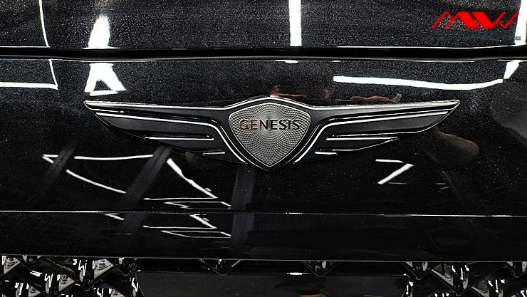Genesis G70のカーラッピング事例|クローム除去と内装カラーチェンジ 施工写真 3-2
