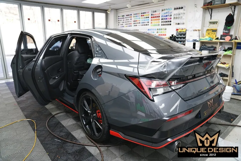 Hyundai Elantra Nのカーラッピング事例|費用目安・仕上がり 施工写真 1-3