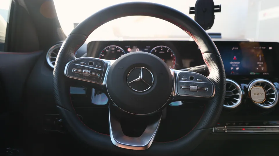 Mercedes-Benz GLA Custom Steering Wheel Upgrade: Red Stitching photo 1