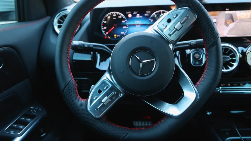 Mercedes-Benz GLA C118 steering wheel - Mercedes-Benz GLA Custom Steering Wheel Upgrade: Red Stitching photo 3