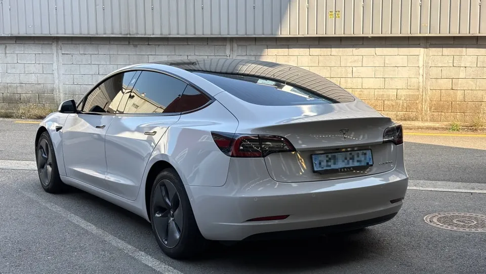 Tesla Model 3のカーラッピング事例｜クロームパーツもブラックアウト 施工写真 3-2