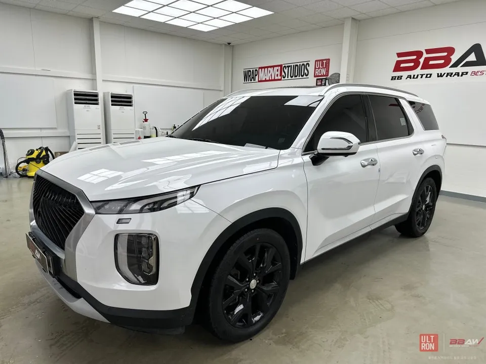 Hyundai Palisadeのカーラッピング事例|無光ブラック化 施工写真 1-1