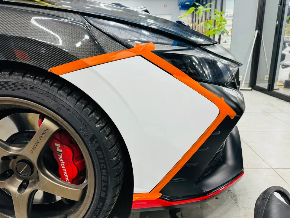Hyundai Elantra Nのカーラッピング事例|費用目安・仕上がり 施工写真 1-3