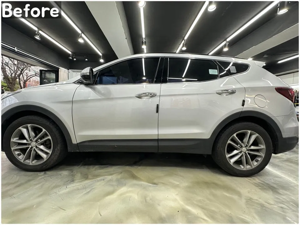 Hyundai Santa Fe DMのカーラッピング事例|サテンブルー 施工写真 3-3