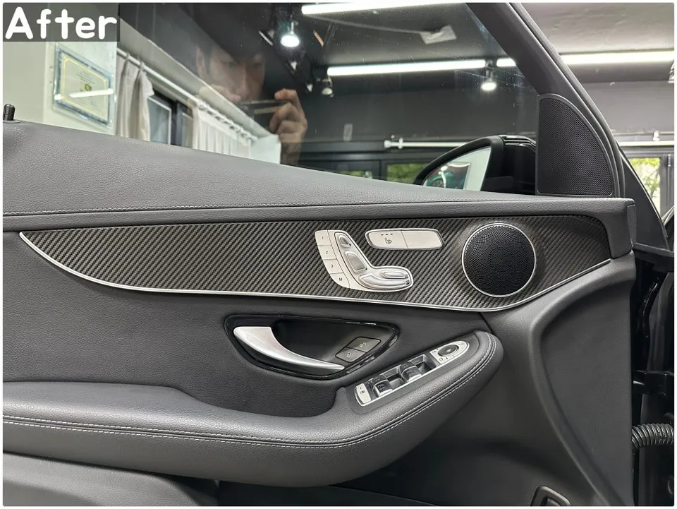 Mercedes-Benz GLC X253 vinyl wrap - Mercedes-Benz GLC Vinyl Wrap Review: Carbon Black Interior Transf photo 3