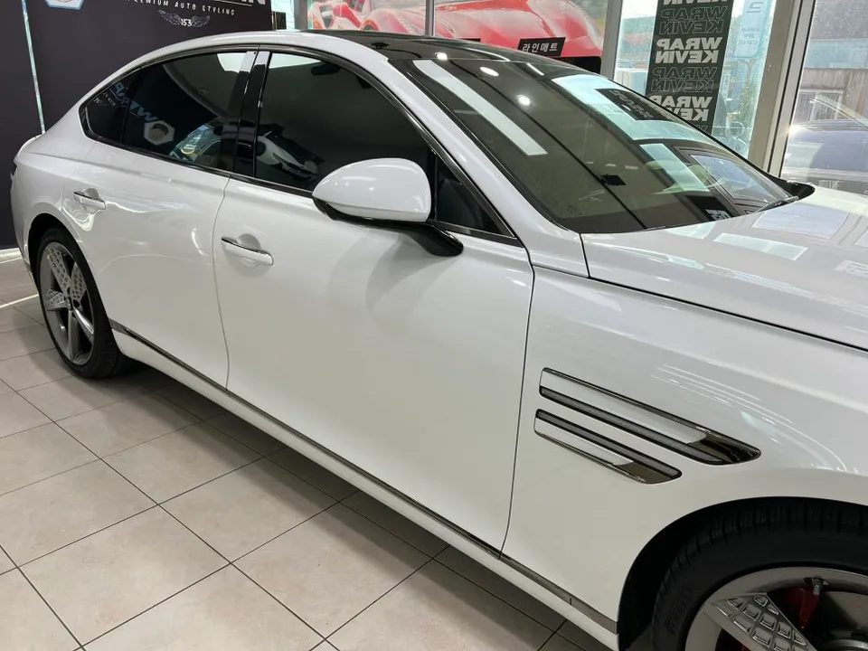 Genesis G80 RG3 vinyl wrap - Genesis G80 RG3 Vinyl Wrap Review: Chrome Delete Cost & Results photo 5
