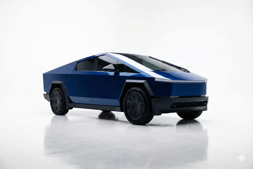 Tesla Cybertruckのカーラッピング事例|ミッドナイトブルー 施工写真 1-1