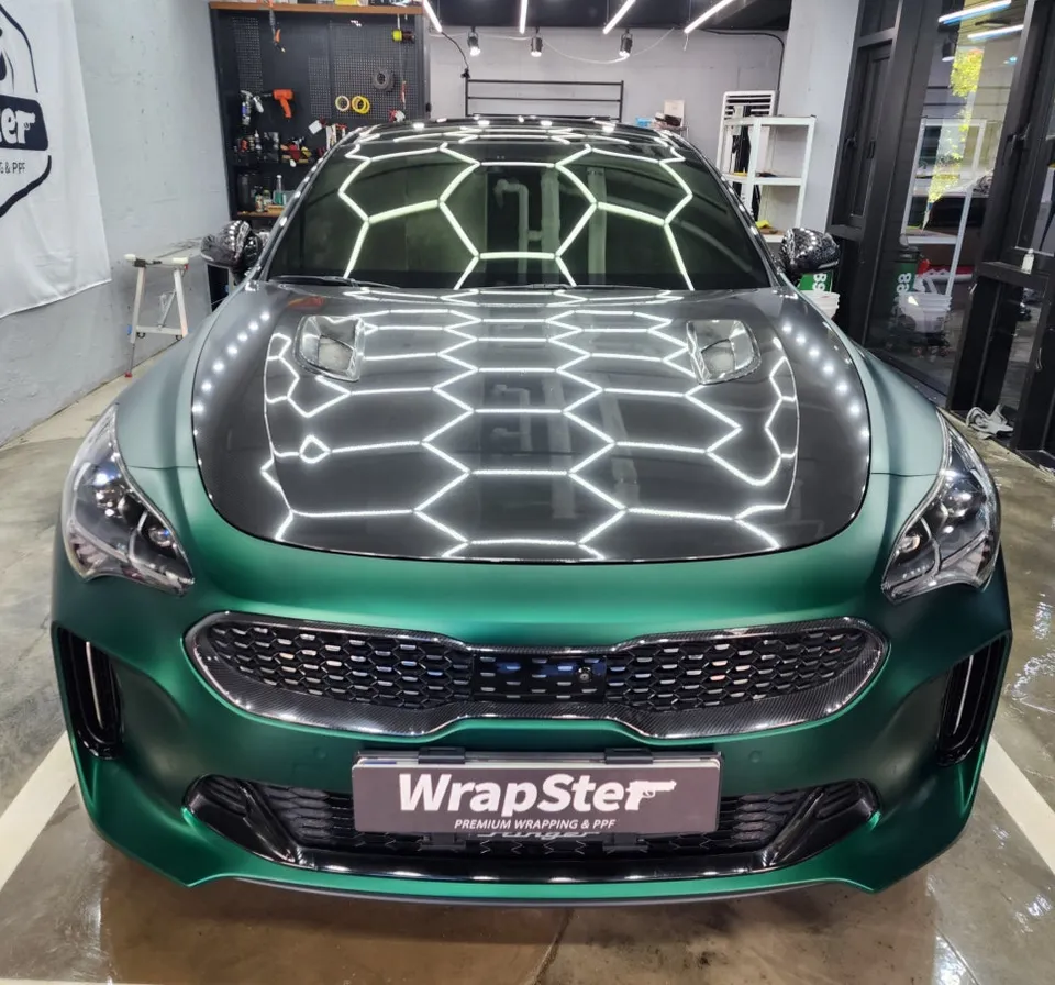 Kia Stinger vinyl wrap - Kia Stinger Venom Green Vinyl Wrap Review — Stunning Transformati photo 3