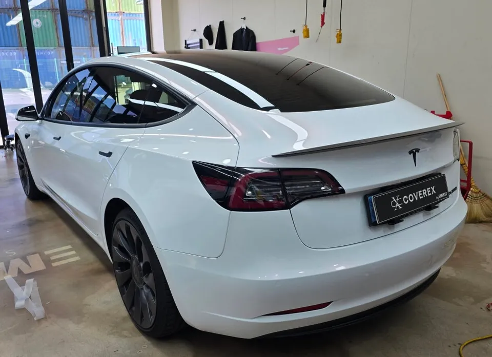 Tesla Model 3 vinyl wrap - Tesla Model 3 Vinyl Wrap Review: White Pink Pearl Finish photo 5