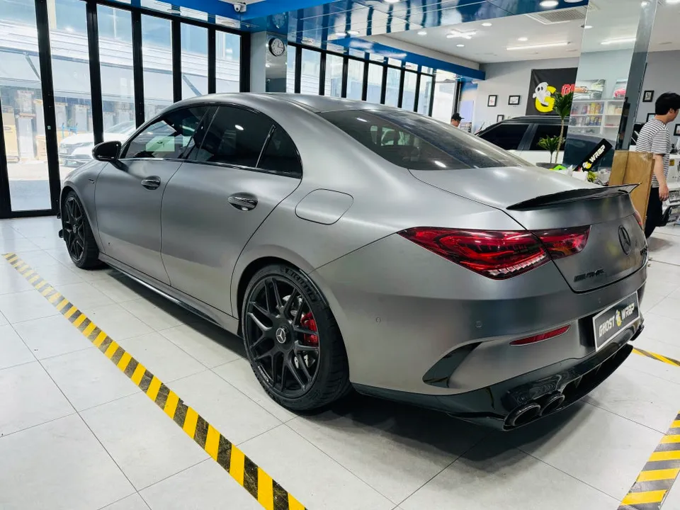 Mercedes-Benz CLAのホイールラッピング事例|サテンブラック 施工写真 2-3