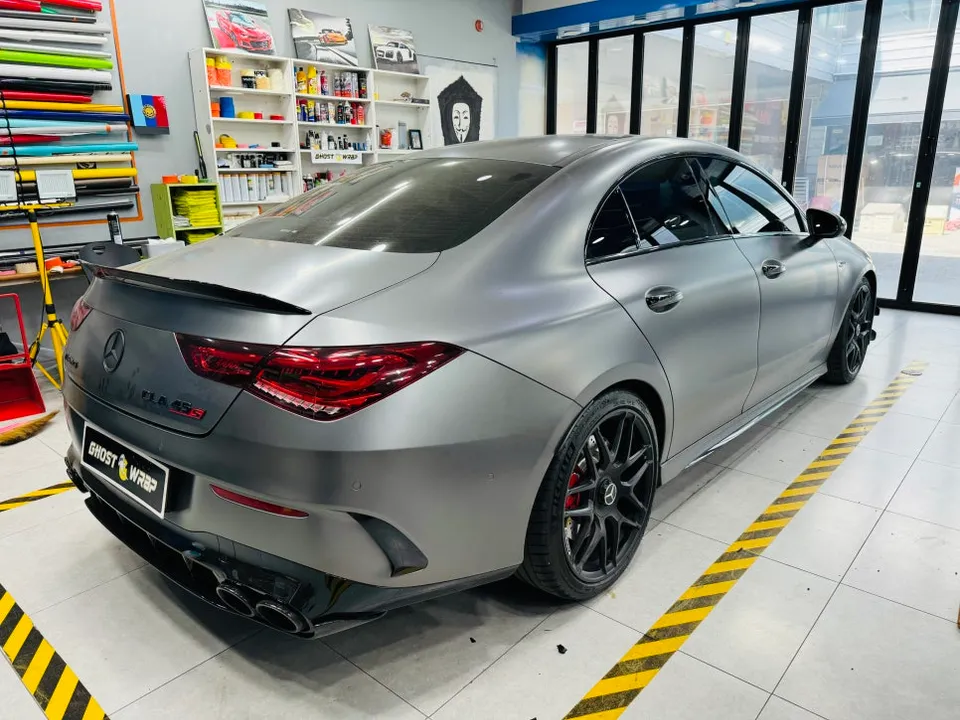 Mercedes-Benz CLAのホイールラッピング事例|サテンブラック 施工写真 3-3