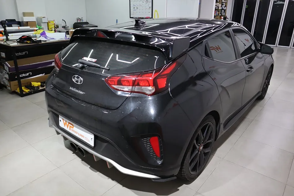 Hyundai Veloster JSのカーラッピング事例｜エメラルドグリーンクロム 施工写真 1-3