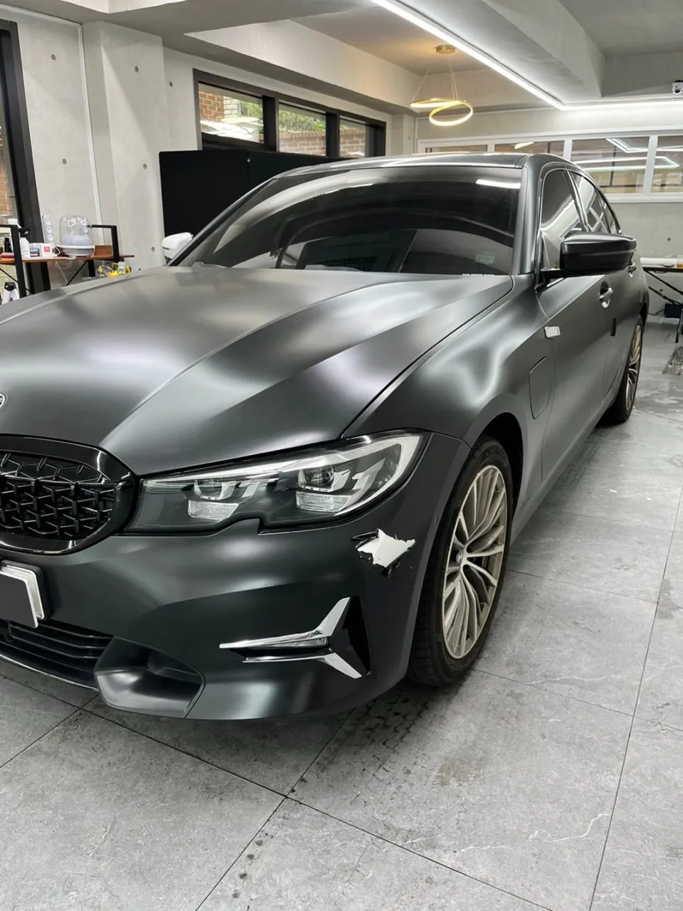 BMW 330e Vinyl Wrap Review: Satin Black Partial Re-wrap Success photo 3