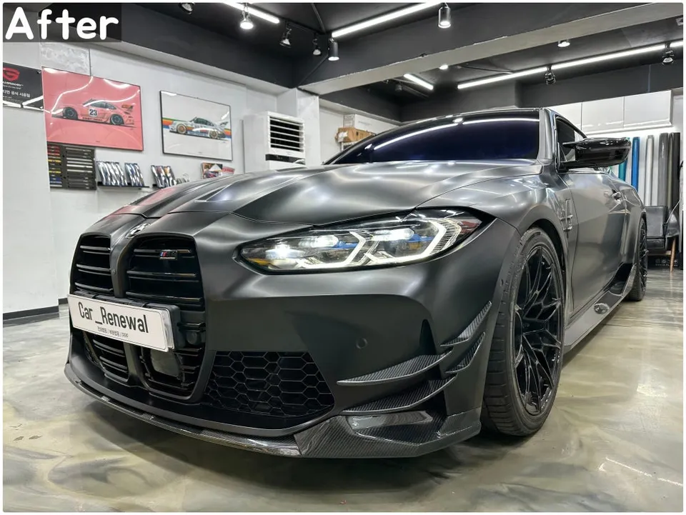 BMW M4 G82のカーラッピング事例|サテンブラックの変貌 施工写真 1-2