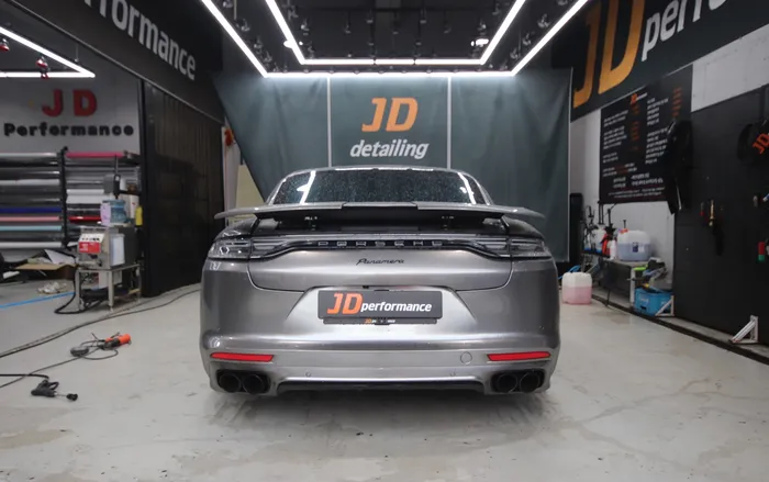 Porsche Panamera 971 vinyl wrap - Porsche Panamera 971 Vinyl Wrap Review: Satin Black Color Change photo 3