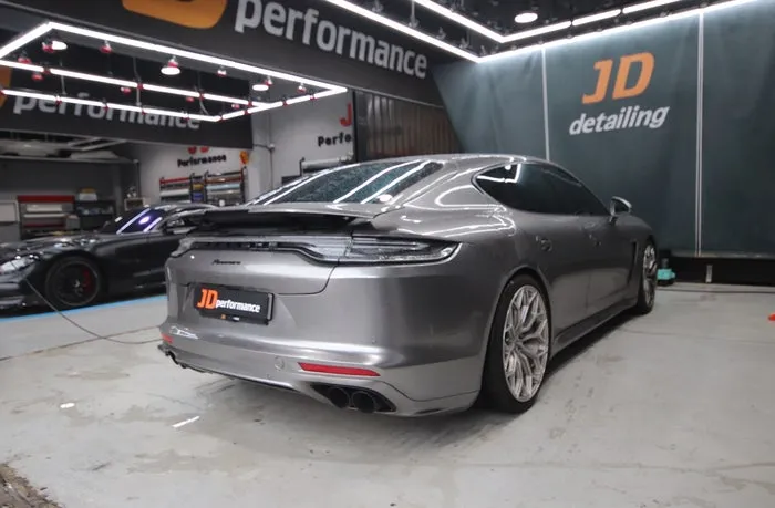 Porsche Panamera 971 vinyl wrap - Porsche Panamera 971 Vinyl Wrap Review: Satin Black Color Change photo 4