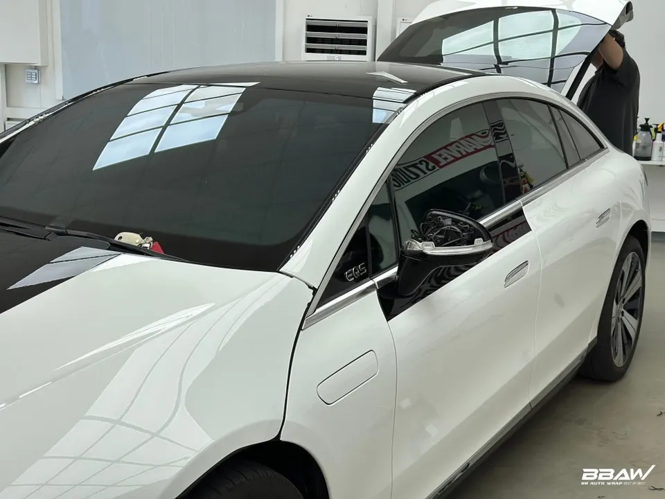 Mercedes-Benz EQS PPF施工事例|マットブラックの高級感 施工写真 1-2