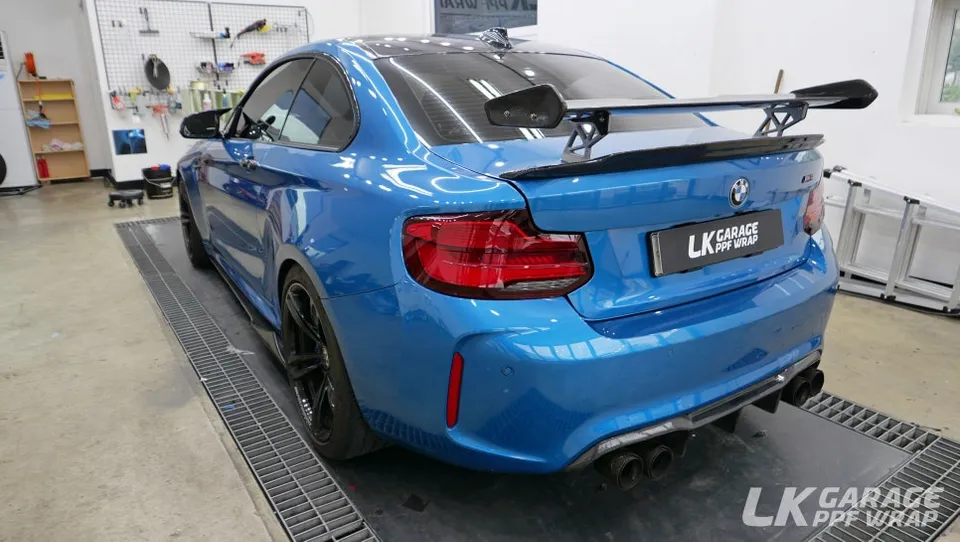 BMW M2のカーラッピング事例｜3Mサテンサンダークラウド 施工写真 3-1