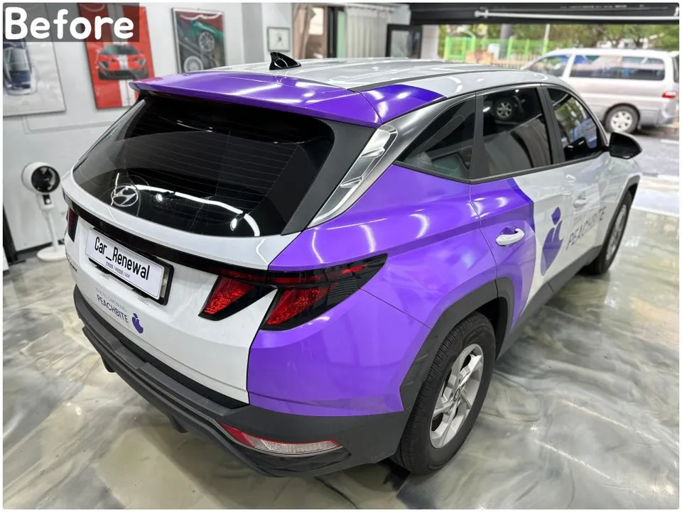 Hyundai Tucsonのカーラッピング事例|費用目安・仕上がり 施工写真 1-3
