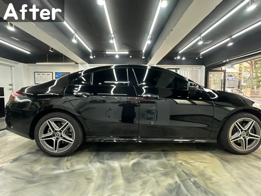 Mercedes-Benz CLAのカーラッピング事例|クロームをブラック化 施工写真 1-2