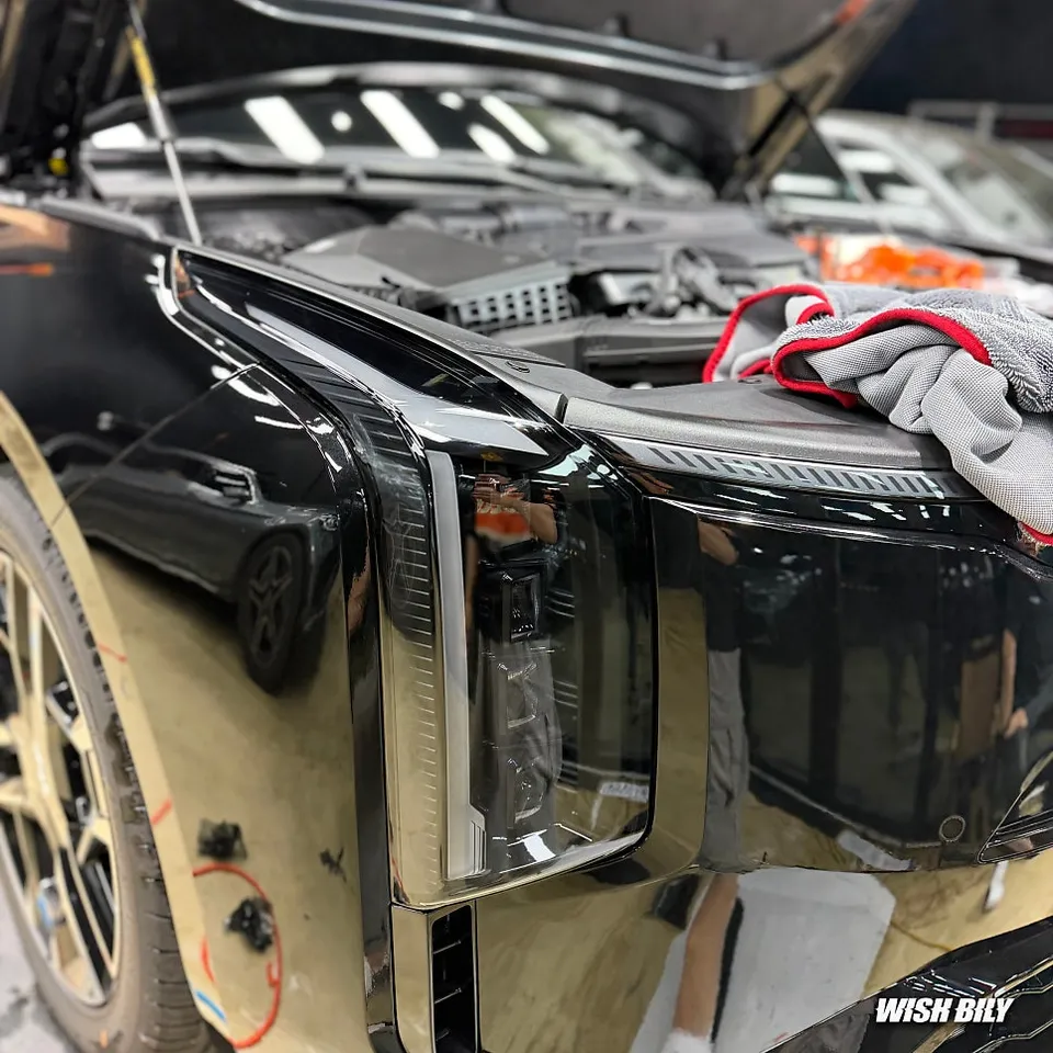 Kia K8 PPF施工事例｜クローム除去とライト保護 施工写真 1-3