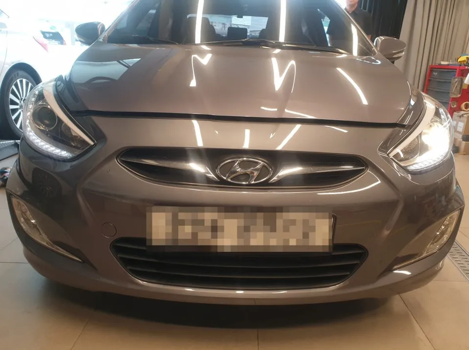 Hyundai Accent lighting upgrade installation result