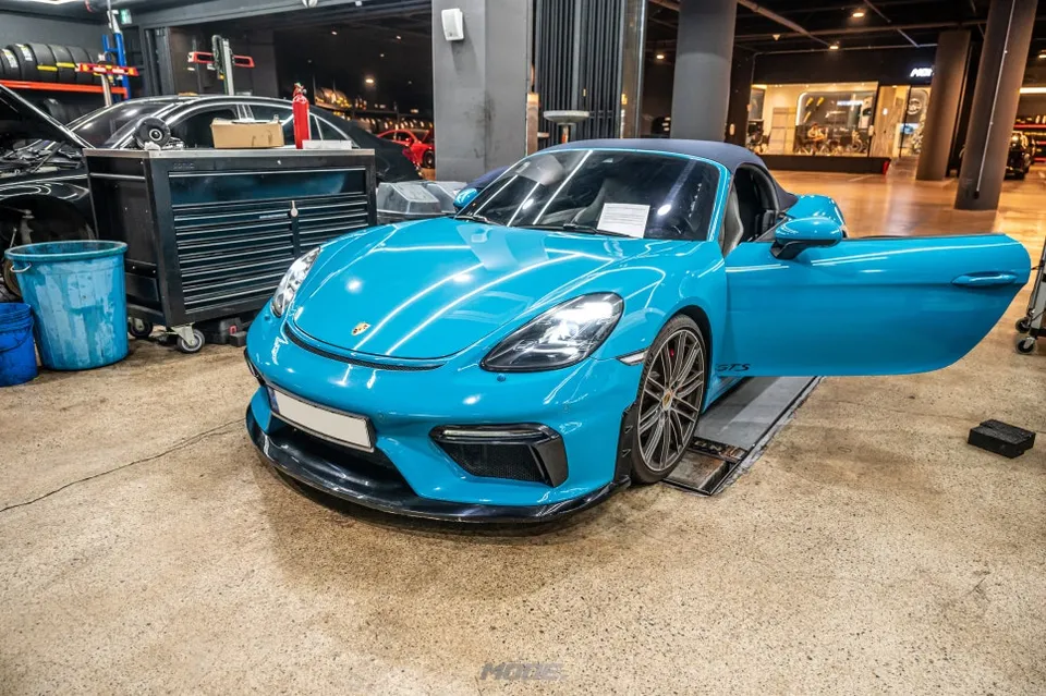 Porsche 718 Boxster GTS exhaust upgrade installation result