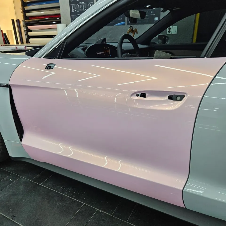 Porsche Taycan vinyl wrap - Porsche Taycan Vinyl Wrap Review: High Gloss Pink photo 5