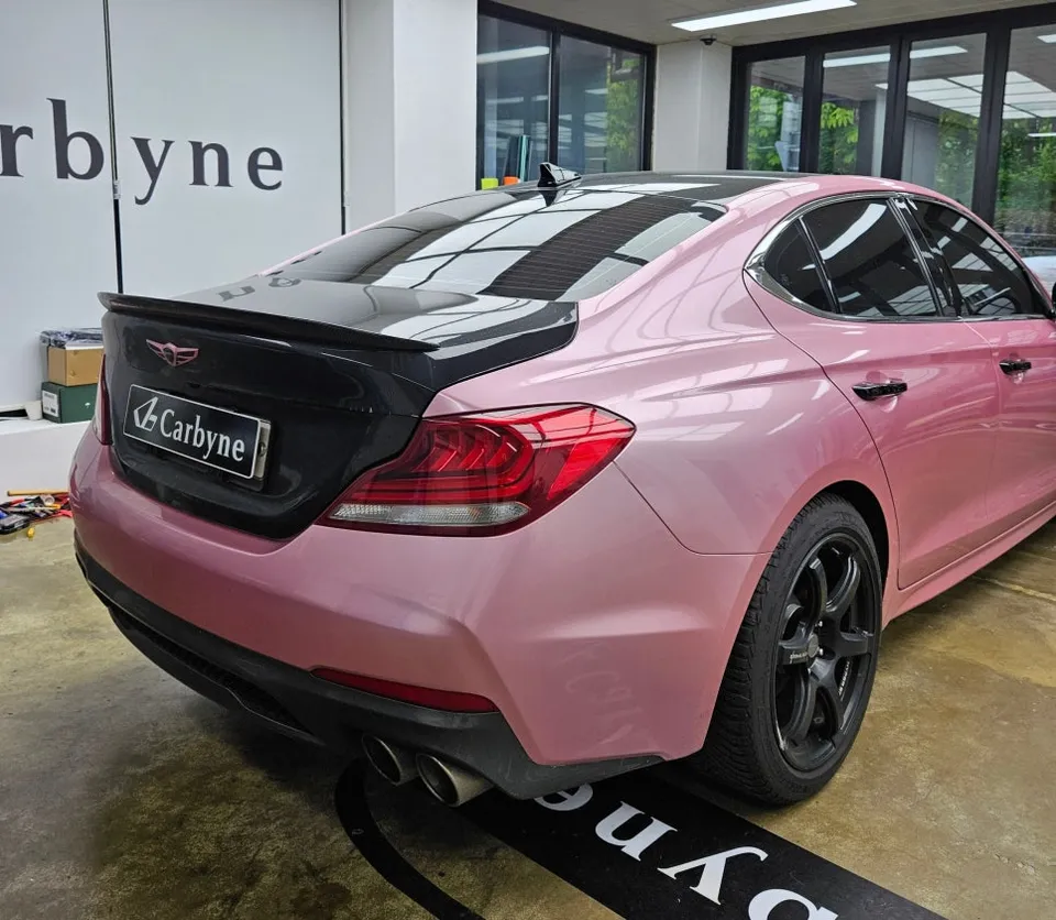 Genesis G70 vinyl wrap - Genesis G70 Vinyl Wrap Re-application: Satin Dark Grey Perfection photo 4