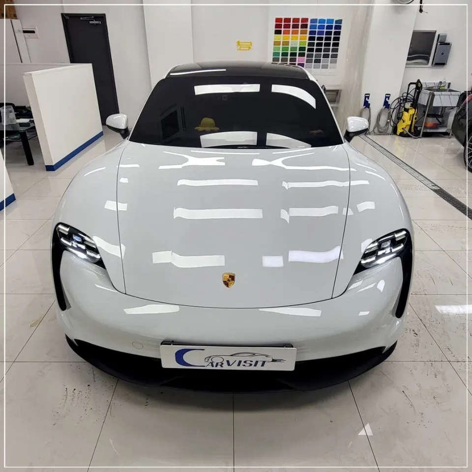 Porsche Taycan vinyl wrap - Porsche Taycan Vinyl Wrap Review — Sea Breeze Blue Transform photo 4