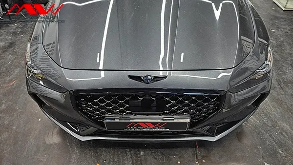 Genesis G70のカーラッピング事例|クロームパーツの質感変化 施工写真 3-2