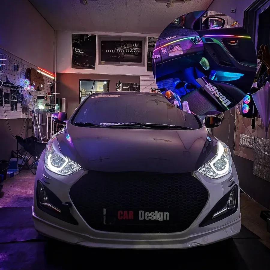 Hyundai Elantra MD ambient lighting installation result