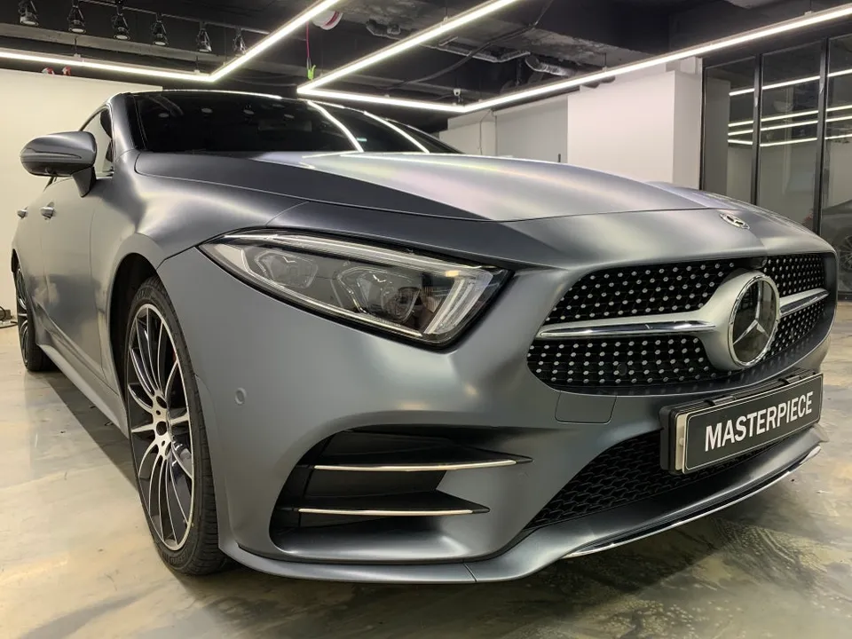 Mercedes-Benz CLSのカーラッピング事例|グラファイトメタリック 施工写真 1-3