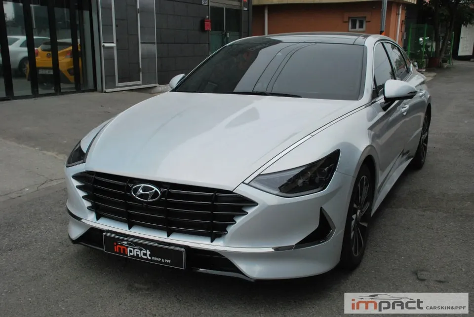 Hyundai Sonata DN8のカーラッピング事例|部分再施工 施工写真 1-3