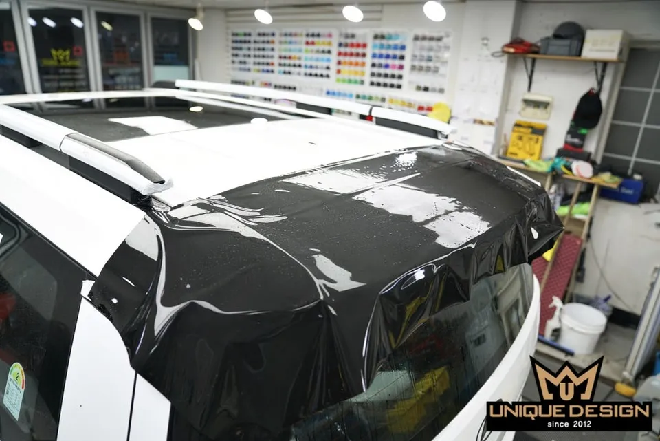 Hyundai Santa Fe PPF施工事例|ブラックPPFとルーフトップ 施工写真 3-1