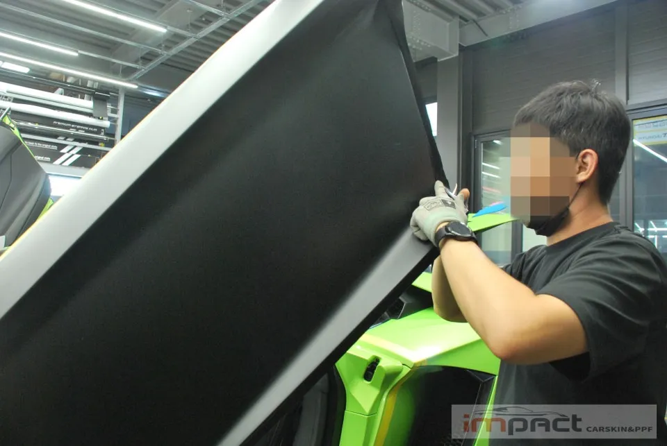 Lamborghini Aventadorのマットブラックラッピング事例 施工写真 1-3