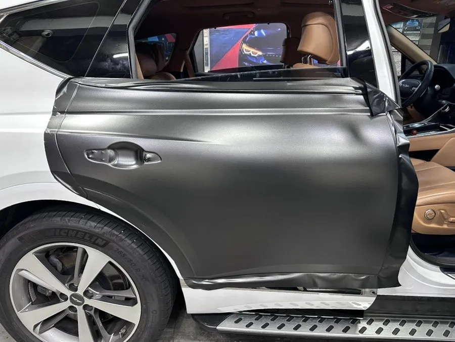 Genesis GV80 vinyl wrap - Genesis GV80 Vinyl Wrap Review: Satin Graffiti Dark Gray Transfor photo 4