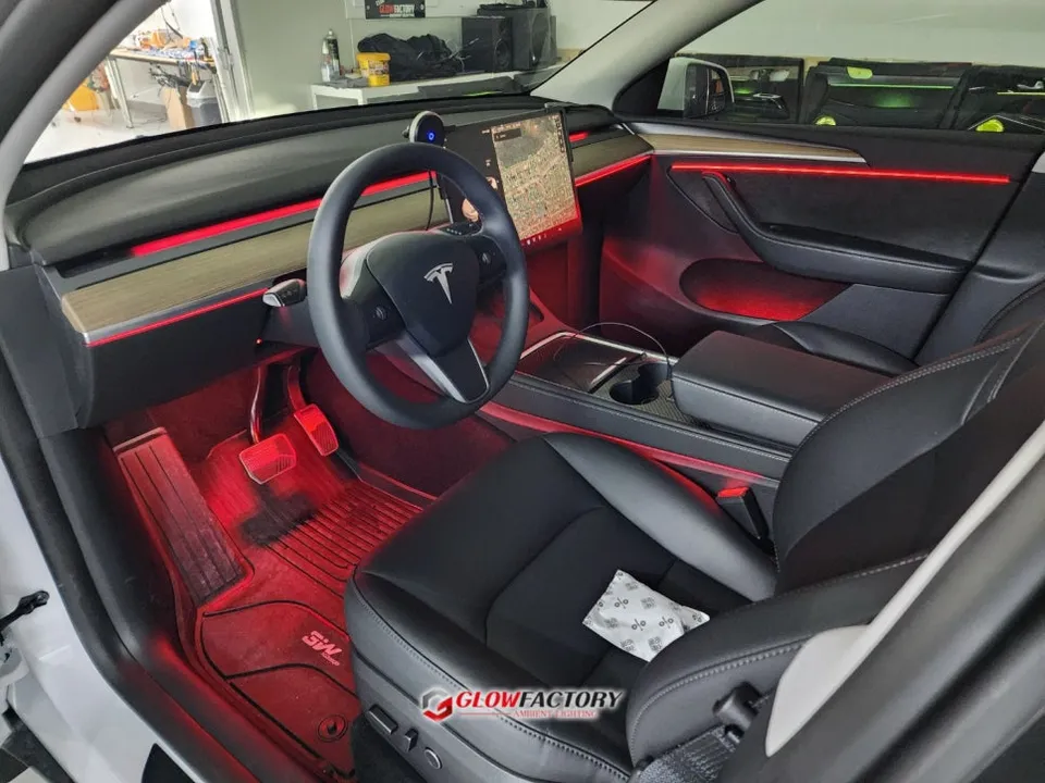 Tesla Model Y Ambient Lighting Upgrade: Glow Motion Moving LEDs