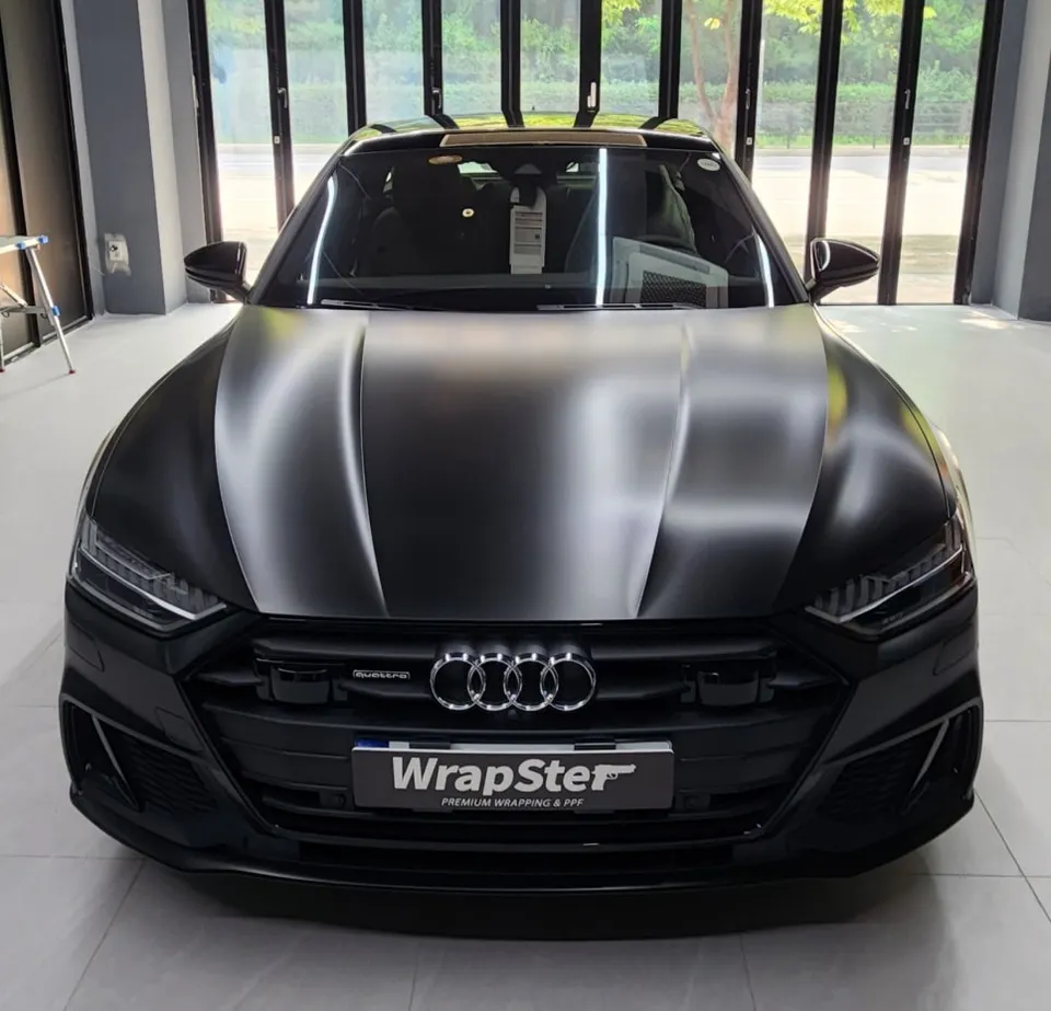 Audi A7 サテンブラックラッピング事例|費用目安・仕上がり 施工写真 3-3