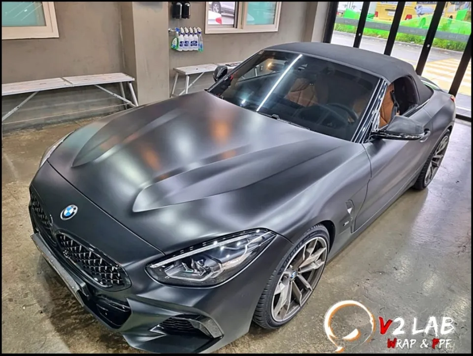 BMW Z4 vinyl wrap - BMW Z4 Vinyl Wrap Review — Satin Black Color Change photo 4