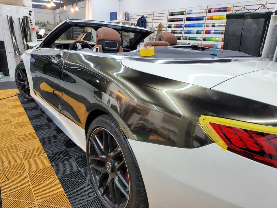 Mercedes-Benz Mercedes vinyl wrap - Mercedes-Benz S63 AMG Cabriolet Black Chrome Vinyl Wrap Review photo 3