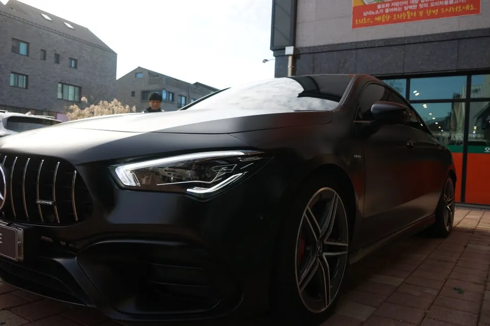 Mercedes-Benz CLA45AMG vinyl wrap - Mercedes-Benz CLA45AMG Matte Wrap Review: Sporty Transformation photo 3