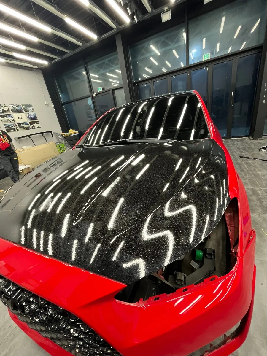 Hyundai Veloster Nのカーラッピング事例|3Mギャラクシーブラック 施工写真 1-2