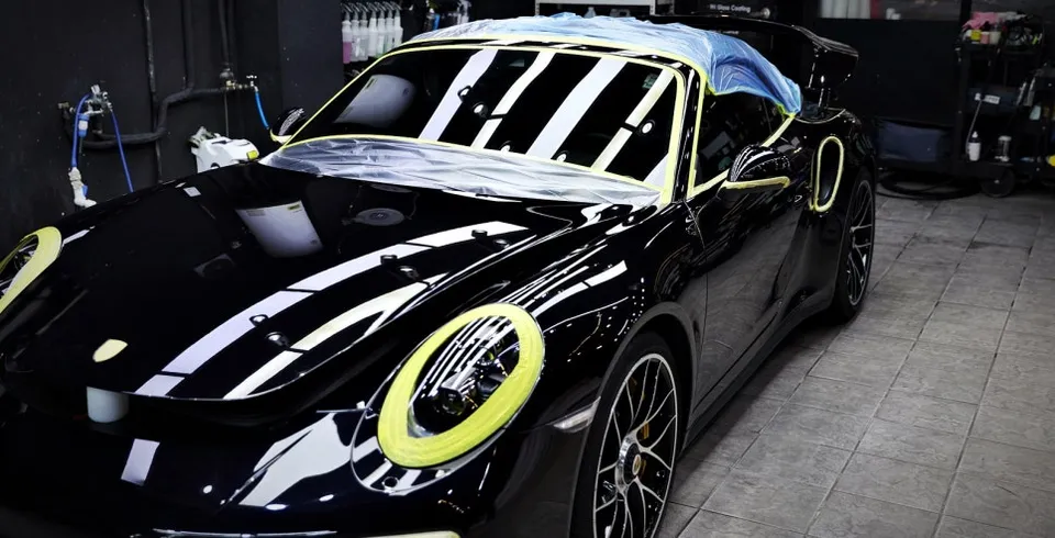 ポルシェ911のガラスコーティング事例|韓国での施工費用目安 施工写真 1-3
