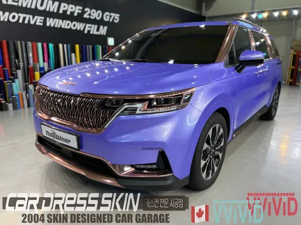 Kia Carnival 4代目 ラッピング事例｜キャンディロイヤルパープル 施工写真 1-3