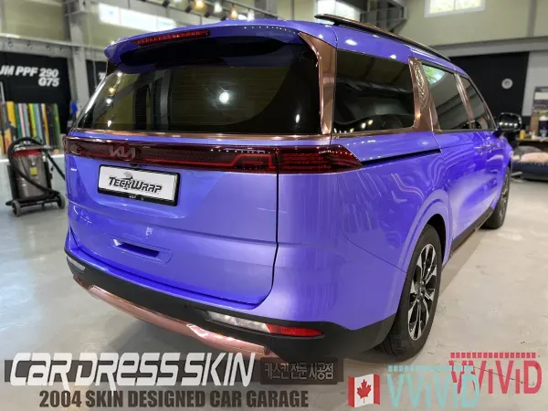 Kia Carnival 4代目 ラッピング事例｜キャンディロイヤルパープル 施工写真 2-3